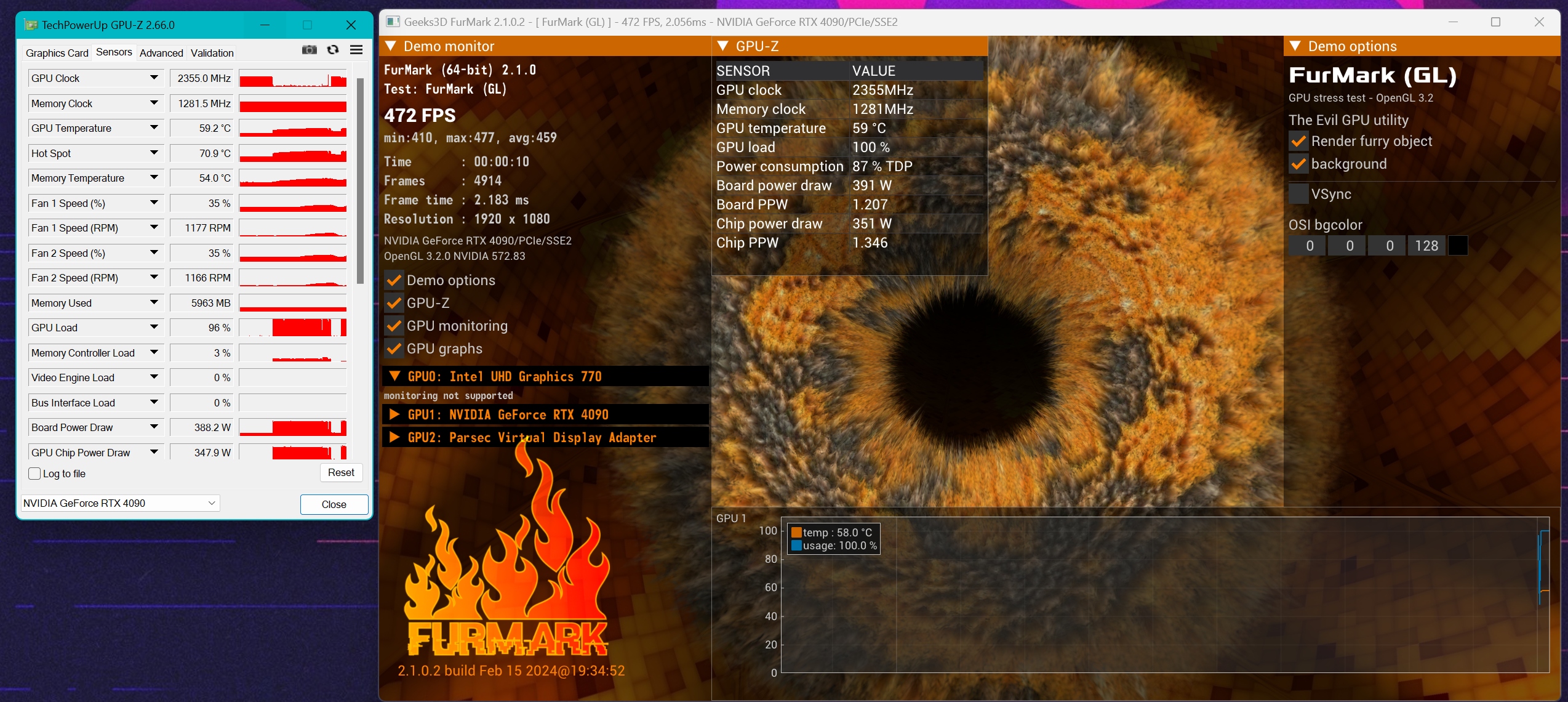 The Aorus 4090 stays cool even running flat out. Great for running larger LLMs or Cyberpunk in 4k